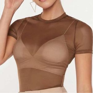 Brown Mesh Tee S
